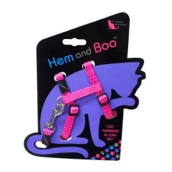 Hemmo And Co Harnais Et Laisse à Pois Pour Chat -dog food shop Hem and Boo Pink Spotty Cat Harness Lead Set