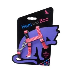 Hemmo And Co Harnais Et Laisse à Pois Pour Chat -dog food shop Hem and Boo Red Spotty Cat Harness Lead Set
