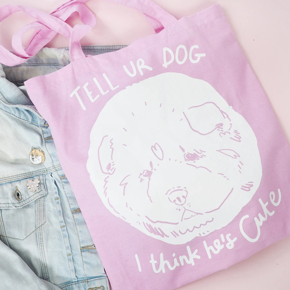 Hello Harriet Tell UR Dog I Think He's Cute Tote Bag 1 Hello Harriet Tell UR Dog I Think He's Cute Tote Bag