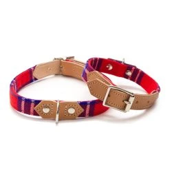 Hiro + Wolf Collier Pour Chien Cuir Et Tissu Shuka Red