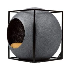 Meyou Paris Le Cube Meyou 68 Meyou Paris Le Cube Meyou -dog food shop web cat cube metal dark grey meyou paris side