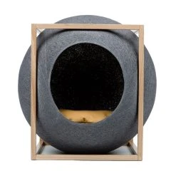 Meyou Paris Le Cube Meyou 65 Meyou Paris Le Cube Meyou -dog food shop web cat cube wood dark grey meyou paris front