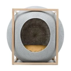 Meyou Paris Le Cube Meyou 61 Meyou Paris Le Cube Meyou -dog food shop web cat cube wood light grey meyou paris front